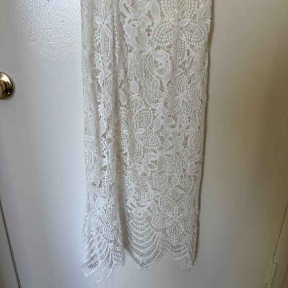 For Love & Lemons Luna White Lace Embroidered Coverup Midi Dress XS - Picture 4 of 6